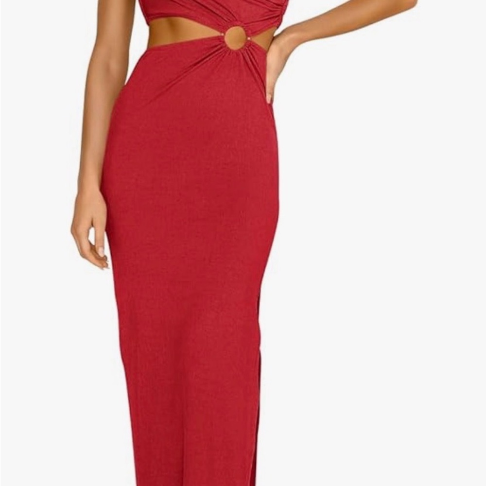 Elegant One Shoulder Red Dress